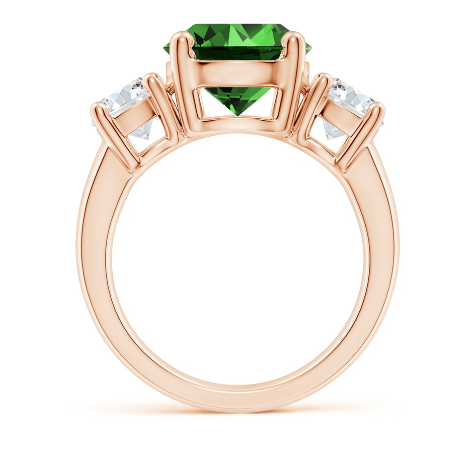 10mm Labgrown Lab-Grown Classic Emerald and Lab Diamond Three Stone Engagement Ring in Rose Gold side 199