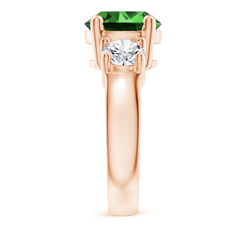 10mm Labgrown Lab-Grown Classic Emerald and Lab Diamond Three Stone Engagement Ring in Rose Gold side 299