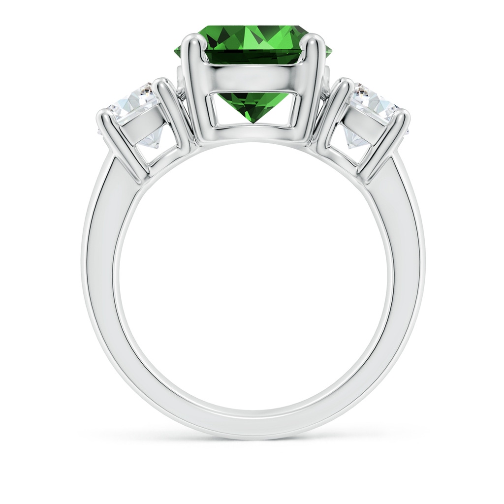 10mm Labgrown Lab-Grown Classic Emerald and Lab Diamond Three Stone Engagement Ring in White Gold Side 199