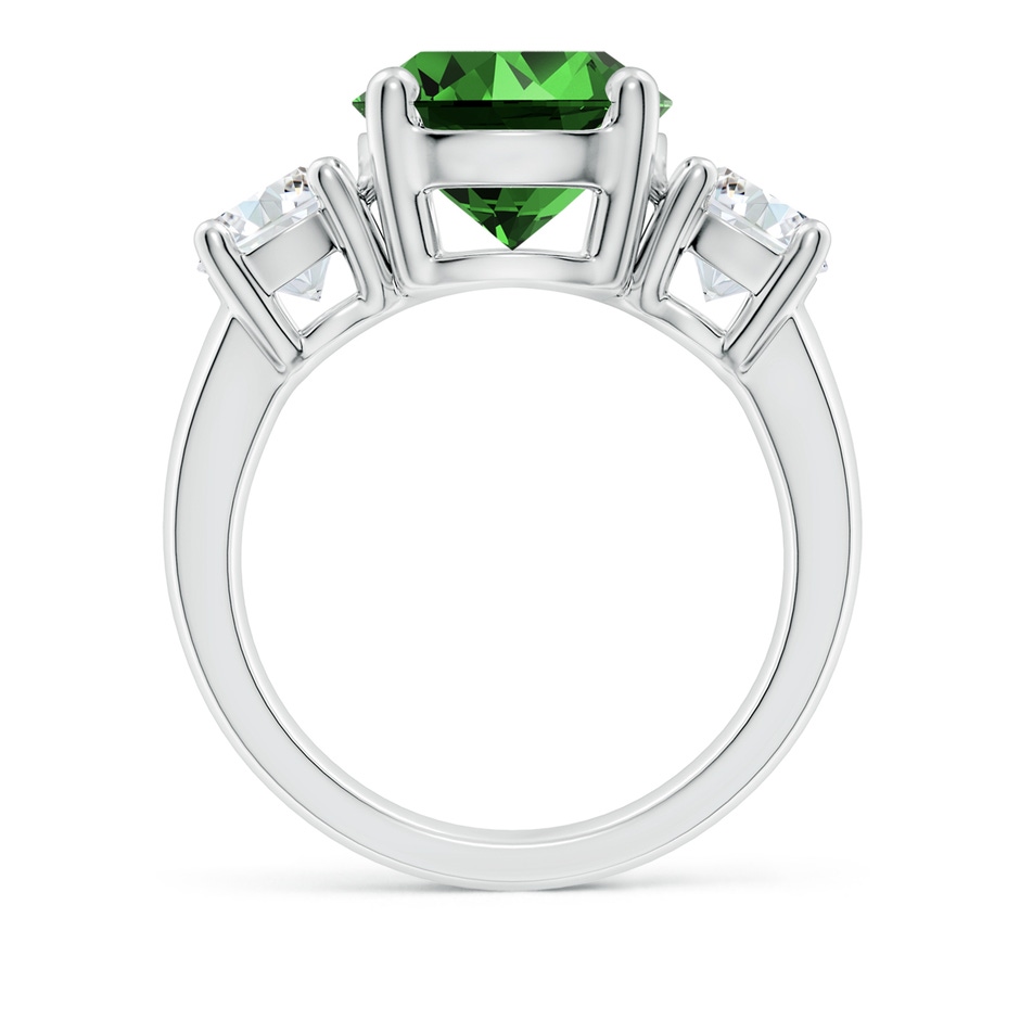 Lab-Grown Classic Emerald and Lab Diamond Three Stone Engagement Ring ...