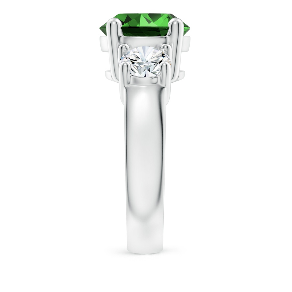 10mm Labgrown Lab-Grown Classic Emerald and Lab Diamond Three Stone Engagement Ring in White Gold Side 299