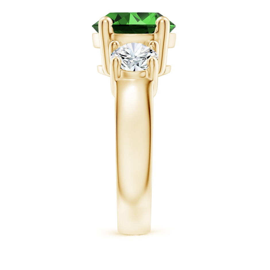 10mm Labgrown Lab-Grown Classic Emerald and Lab Diamond Three Stone Engagement Ring in Yellow Gold side 299