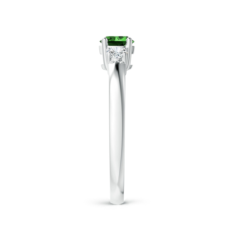 5mm Labgrown Lab-Grown Classic Emerald and Lab Diamond Three Stone Engagement Ring in White Gold side 299