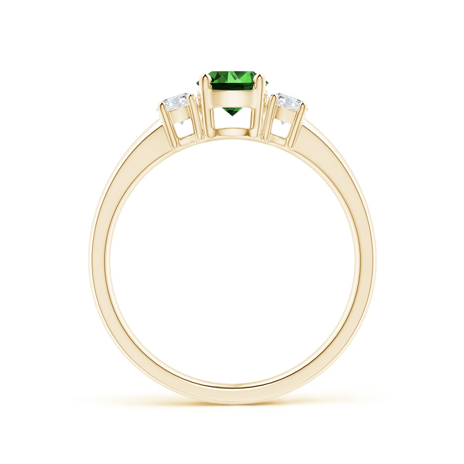 5mm Labgrown Lab-Grown Classic Emerald and Lab Diamond Three Stone Engagement Ring in Yellow Gold side 199