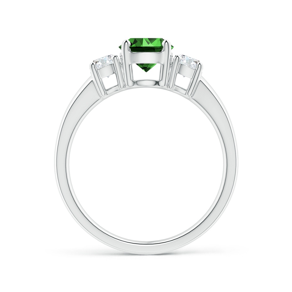 6mm Labgrown Lab-Grown Classic Emerald and Lab Diamond Three Stone Engagement Ring in P950 Platinum side 199