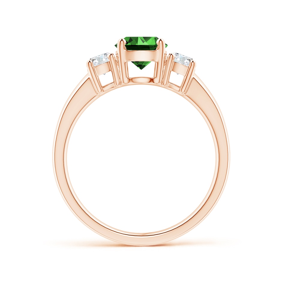 6mm Labgrown Lab-Grown Classic Emerald and Lab Diamond Three Stone Engagement Ring in Rose Gold side 199