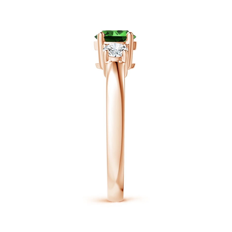 6mm Labgrown Lab-Grown Classic Emerald and Lab Diamond Three Stone Engagement Ring in Rose Gold side 299
