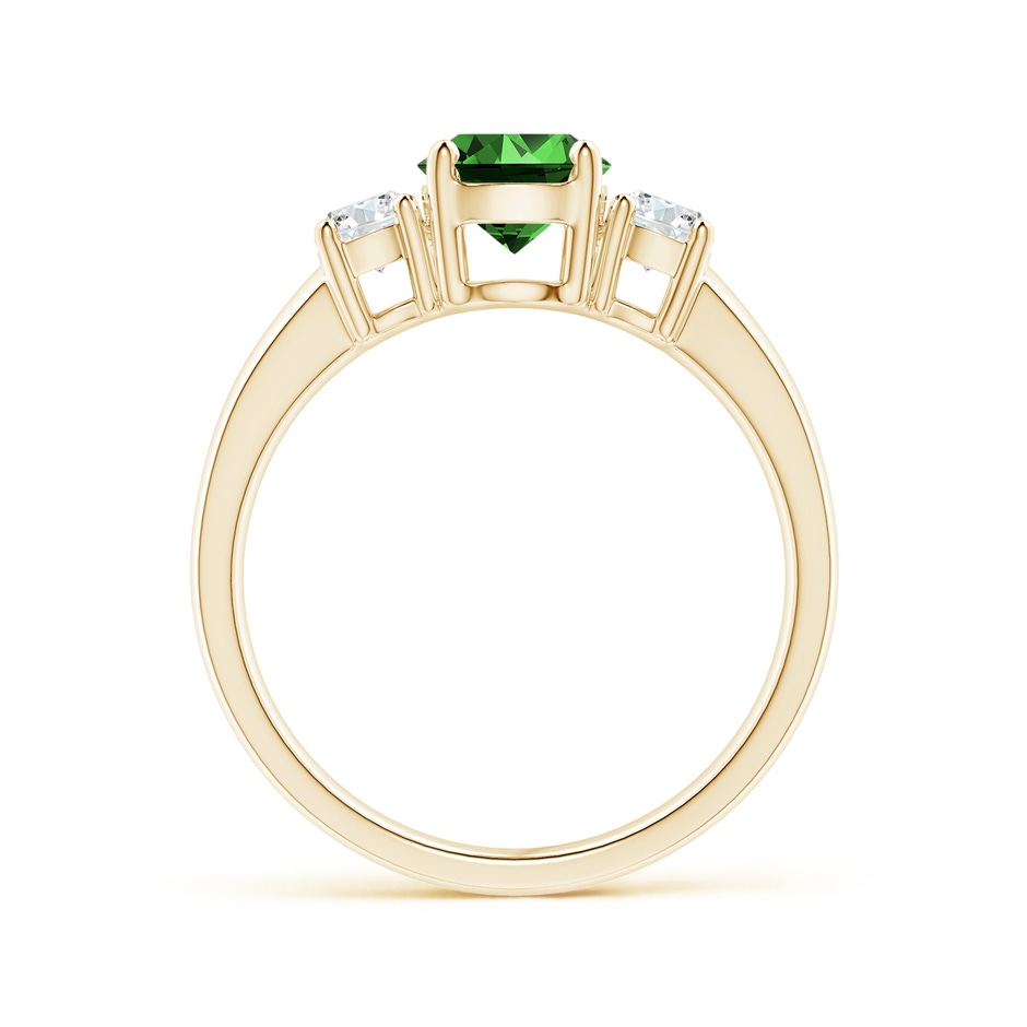 6mm Labgrown Lab-Grown Classic Emerald and Lab Diamond Three Stone Engagement Ring in Yellow Gold side 199