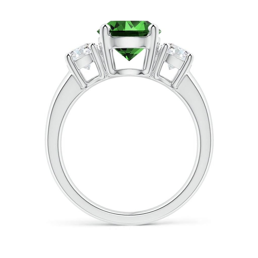 8mm Labgrown Lab-Grown Classic Emerald and Lab Diamond Three Stone Engagement Ring in White Gold Side 199