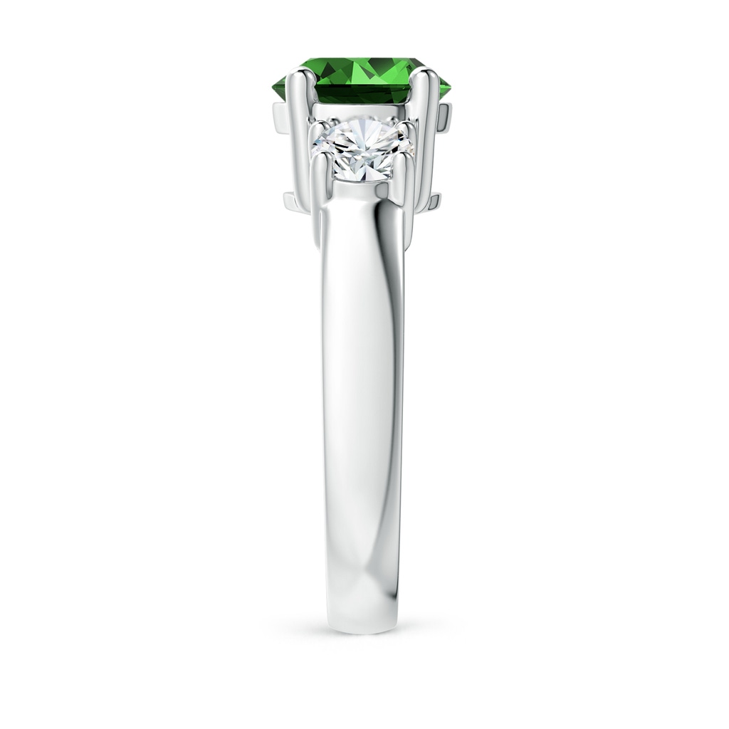 8mm Labgrown Lab-Grown Classic Emerald and Lab Diamond Three Stone Engagement Ring in White Gold Side 299