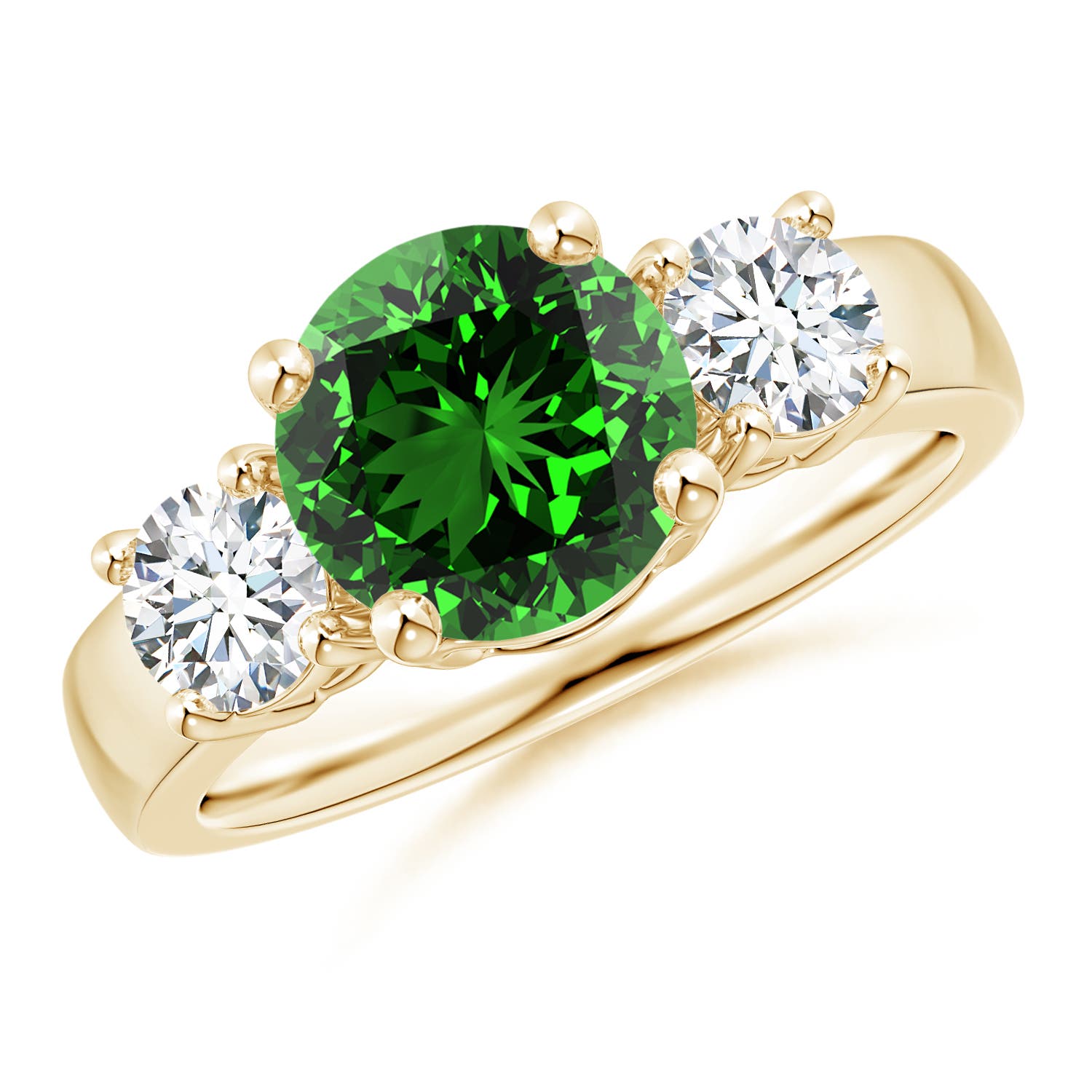 Premium - Lab-Grown Emerald / 2.45 CT / 14 KT Yellow Gold