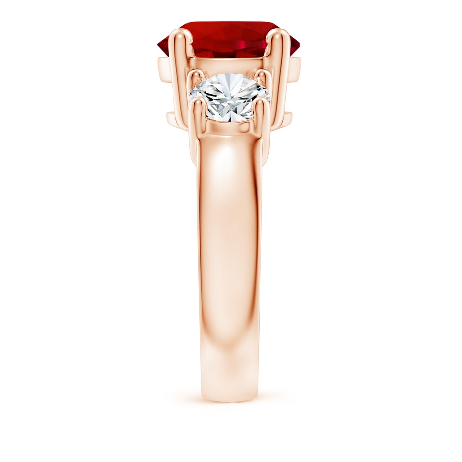 10mm Labgrown Lab-Grown Classic Ruby and Lab Diamond Three Stone Engagement Ring in 18K Rose Gold side 299