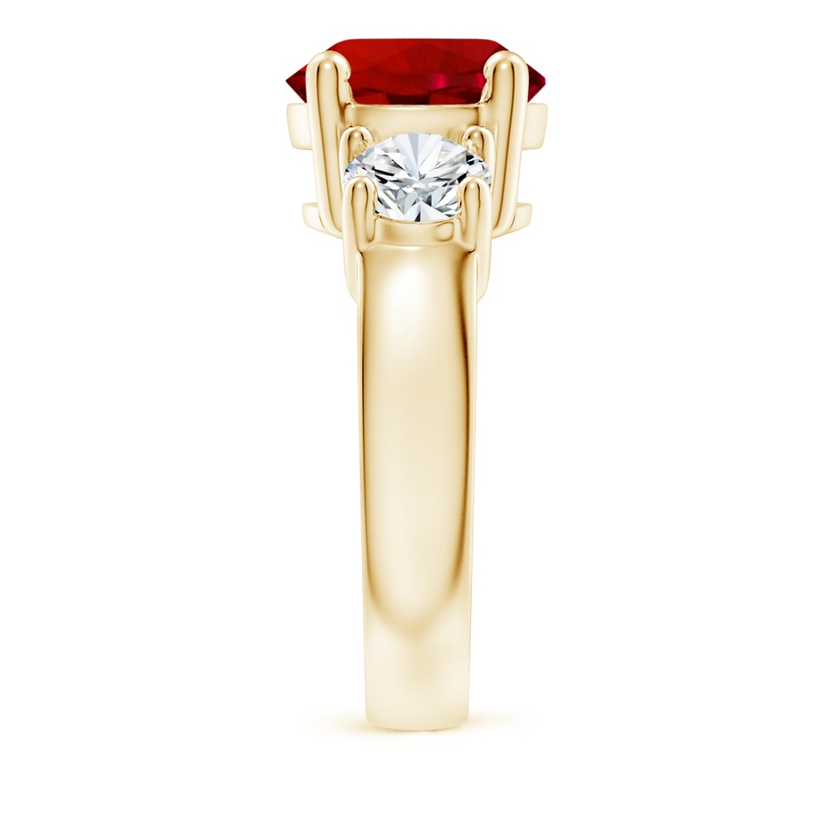 10mm Labgrown Lab-Grown Classic Ruby and Lab Diamond Three Stone Engagement Ring in 18K Yellow Gold side 299