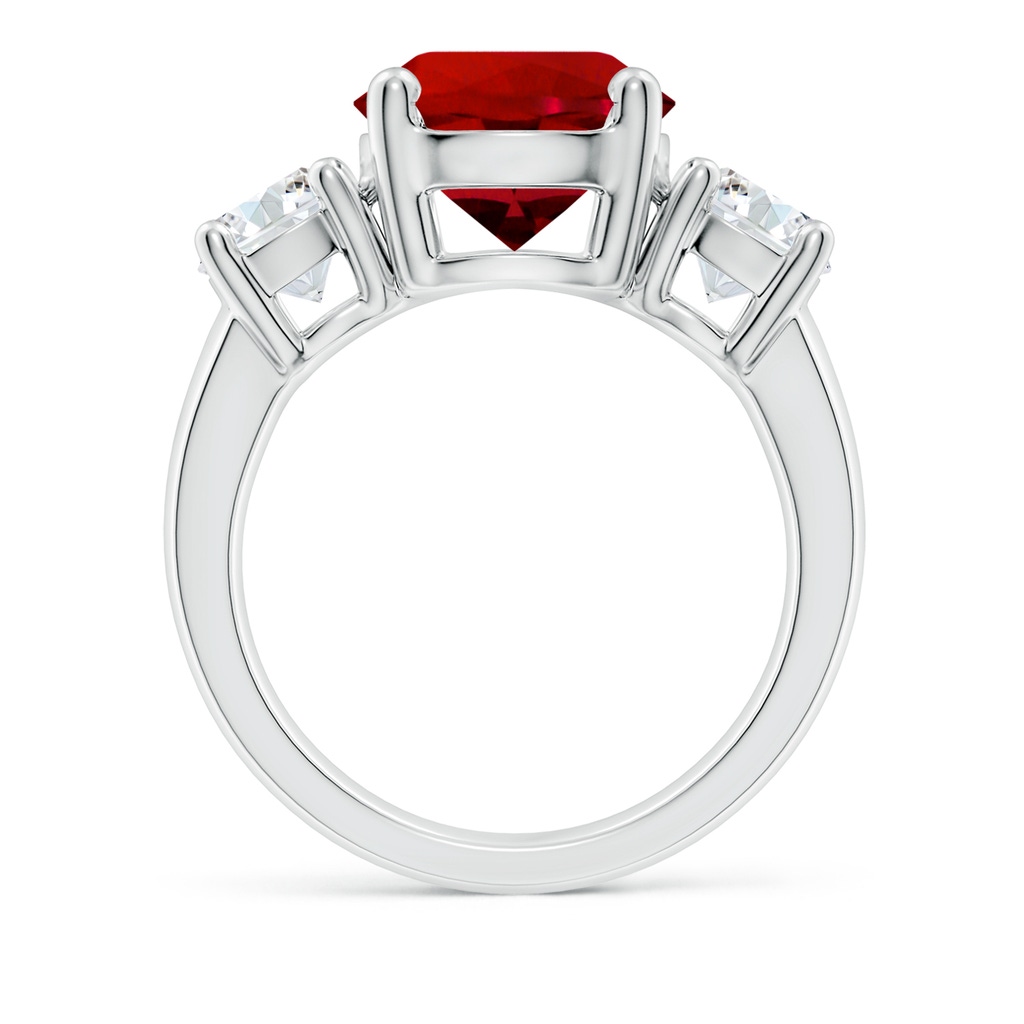 10mm Labgrown Lab-Grown Classic Ruby and Lab Diamond Three Stone Engagement Ring in P950 Platinum - side 199