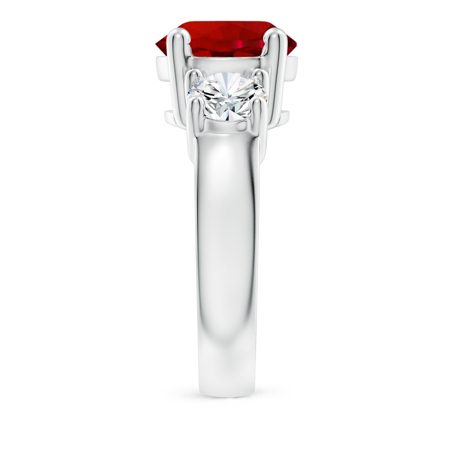 10mm Labgrown Lab-Grown Classic Ruby and Lab Diamond Three Stone Engagement Ring in P950 Platinum side 299