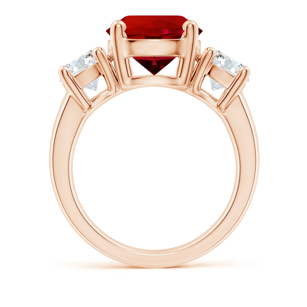 10mm Labgrown Lab-Grown Classic Ruby and Lab Diamond Three Stone Engagement Ring in Rose Gold - side 199