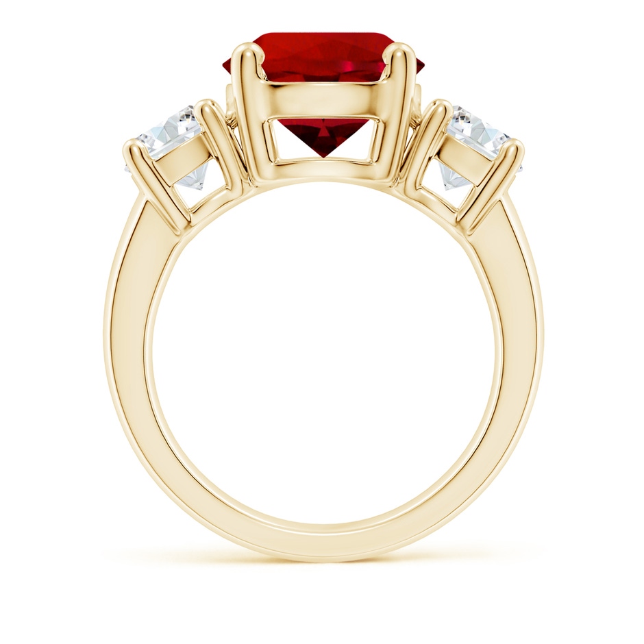 10mm Labgrown Lab-Grown Classic Ruby and Lab Diamond Three Stone Engagement Ring in Yellow Gold side 199