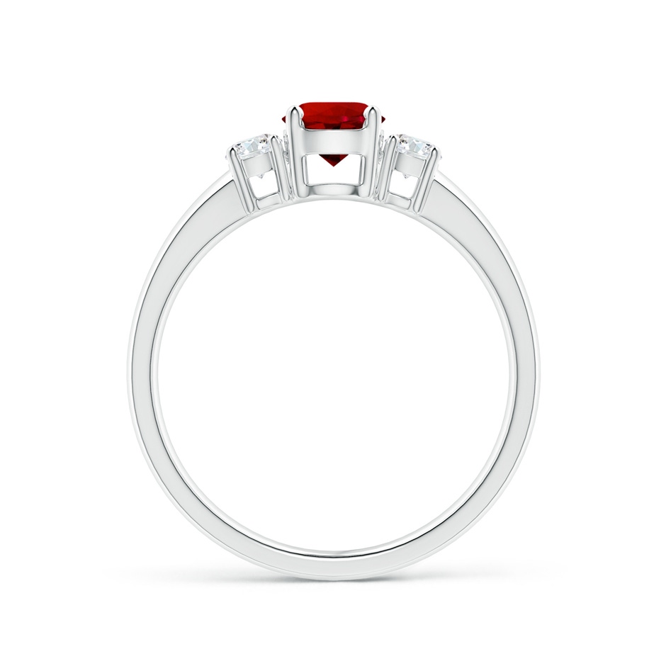 5mm Labgrown Lab-Grown Classic Ruby and Lab Diamond Three Stone Engagement Ring in White Gold side 199