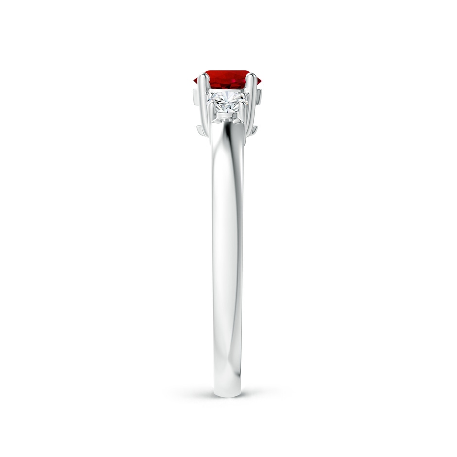 5mm Labgrown Lab-Grown Classic Ruby and Lab Diamond Three Stone Engagement Ring in White Gold side 299