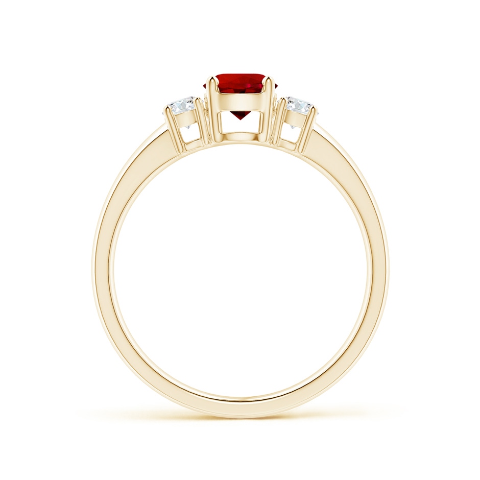 5mm Labgrown Lab-Grown Classic Ruby and Lab Diamond Three Stone Engagement Ring in Yellow Gold side 199