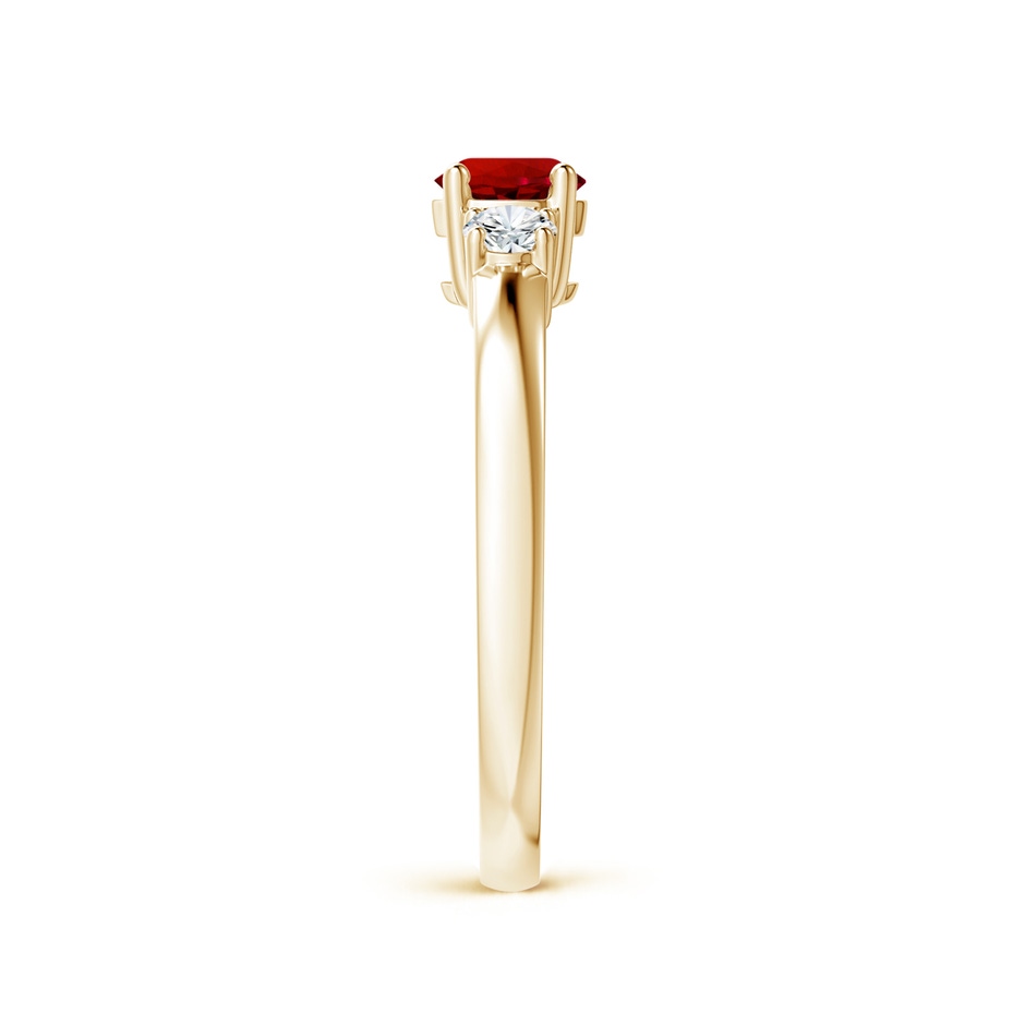 5mm Labgrown Lab-Grown Classic Ruby and Lab Diamond Three Stone Engagement Ring in Yellow Gold side 299