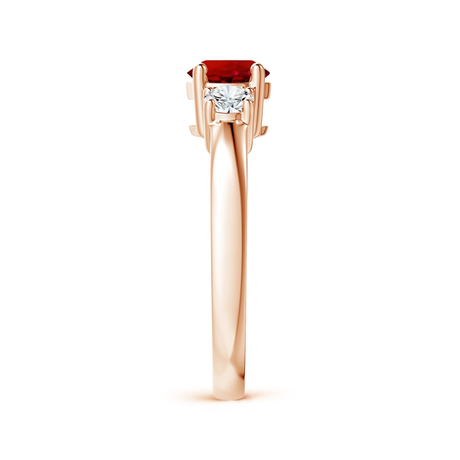 6mm Labgrown Lab-Grown Classic Ruby and Lab Diamond Three Stone Engagement Ring in Rose Gold side 299