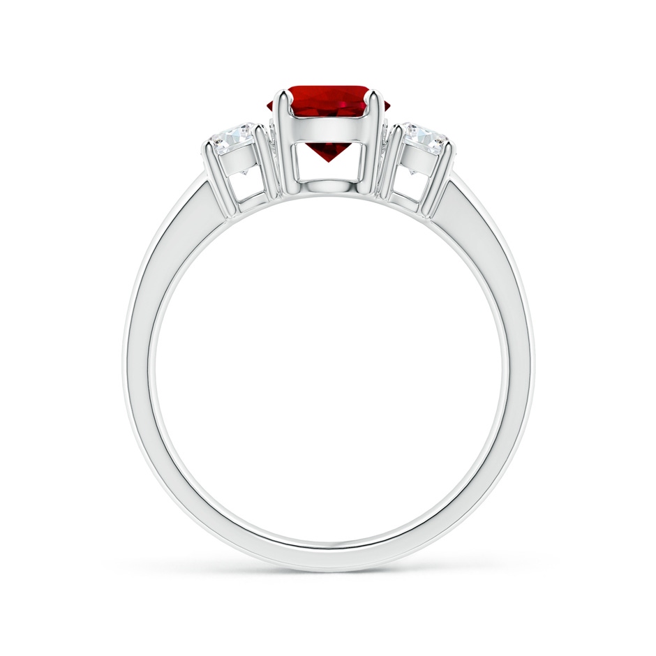 6mm Labgrown Lab-Grown Classic Ruby and Lab Diamond Three Stone Engagement Ring in White Gold side 199