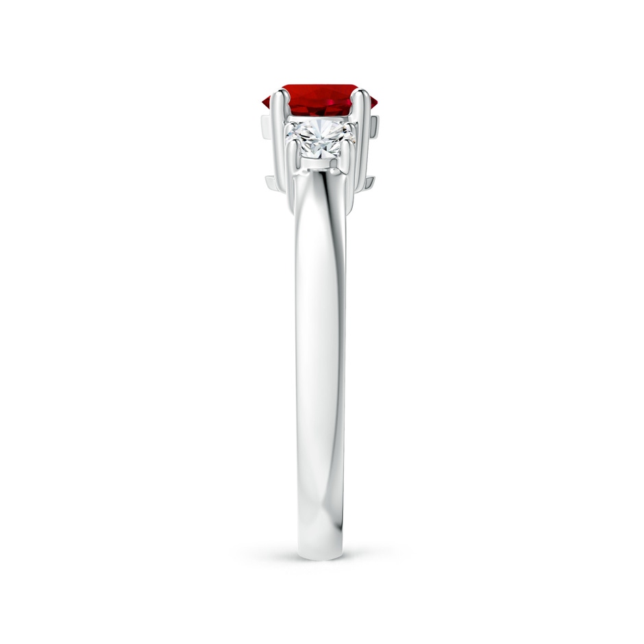6mm Labgrown Lab-Grown Classic Ruby and Lab Diamond Three Stone Engagement Ring in White Gold side 299