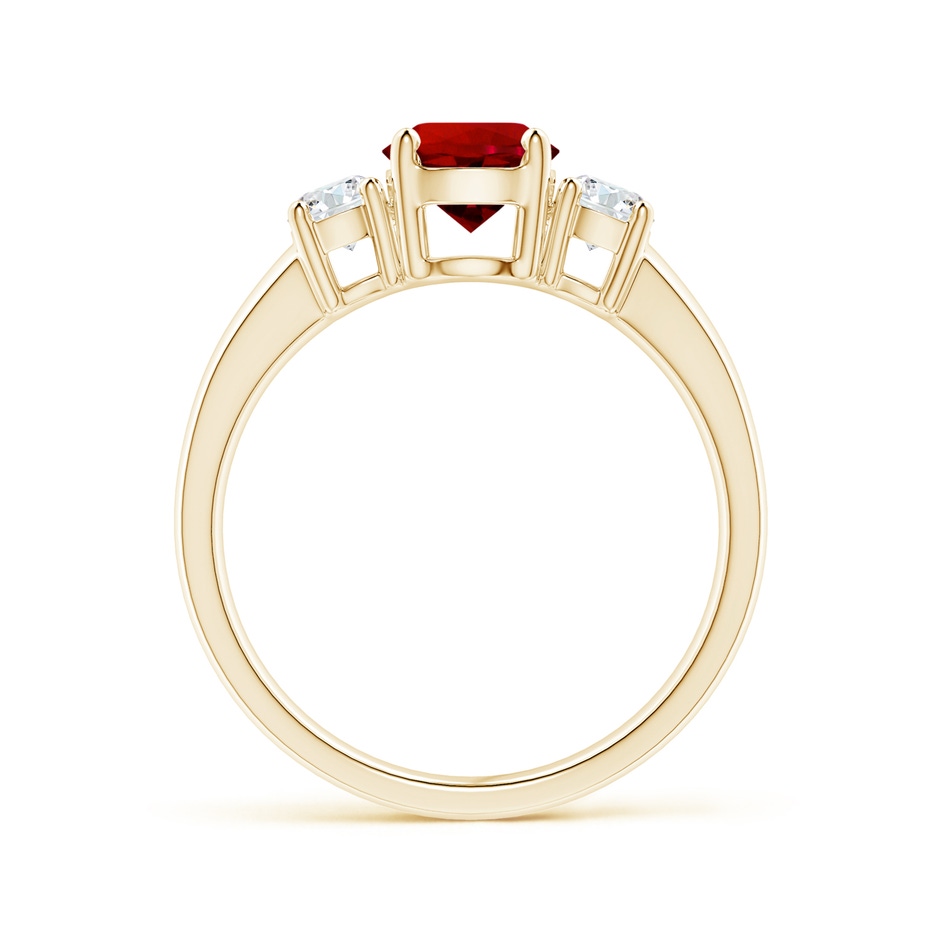 6mm Labgrown Lab-Grown Classic Ruby and Lab Diamond Three Stone Engagement Ring in Yellow Gold side 199