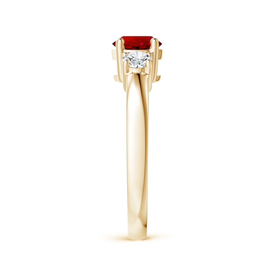 6mm Labgrown Lab-Grown Classic Ruby and Lab Diamond Three Stone Engagement Ring in Yellow Gold side 299
