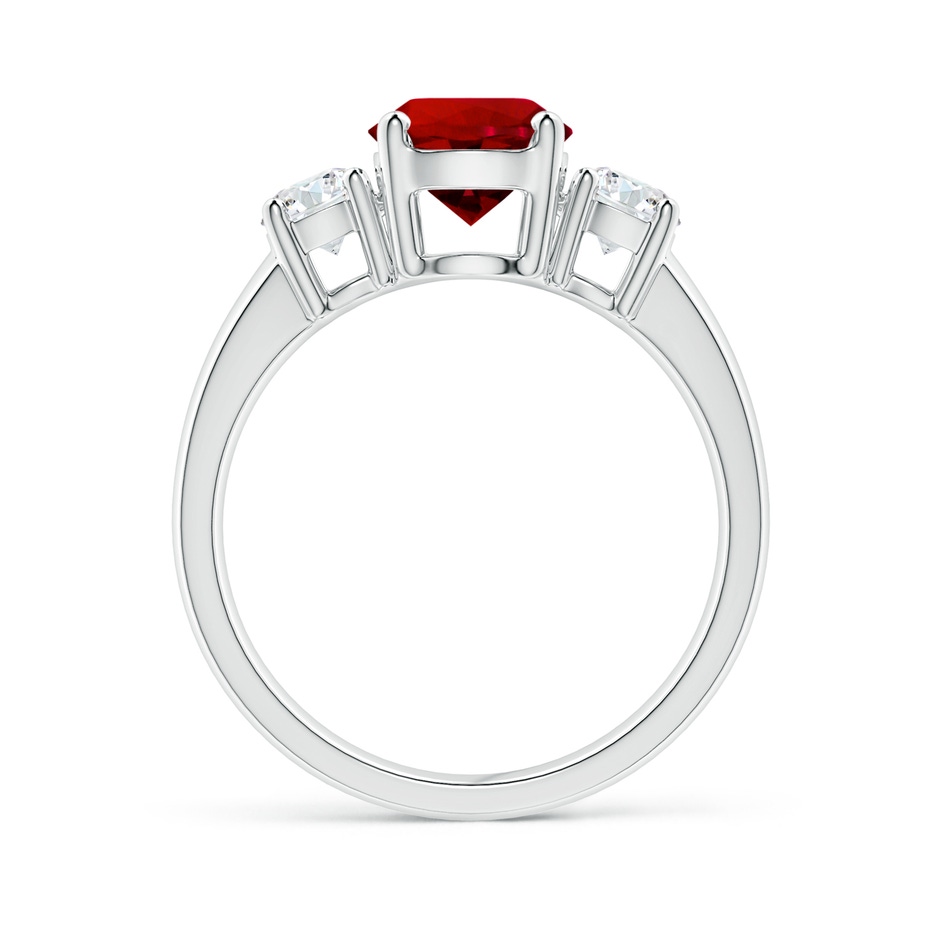 7mm Labgrown Lab-Grown Classic Ruby and Lab Diamond Three Stone Engagement Ring in P950 Platinum side 199
