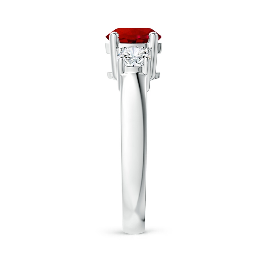 7mm Labgrown Lab-Grown Classic Ruby and Lab Diamond Three Stone Engagement Ring in P950 Platinum side 299