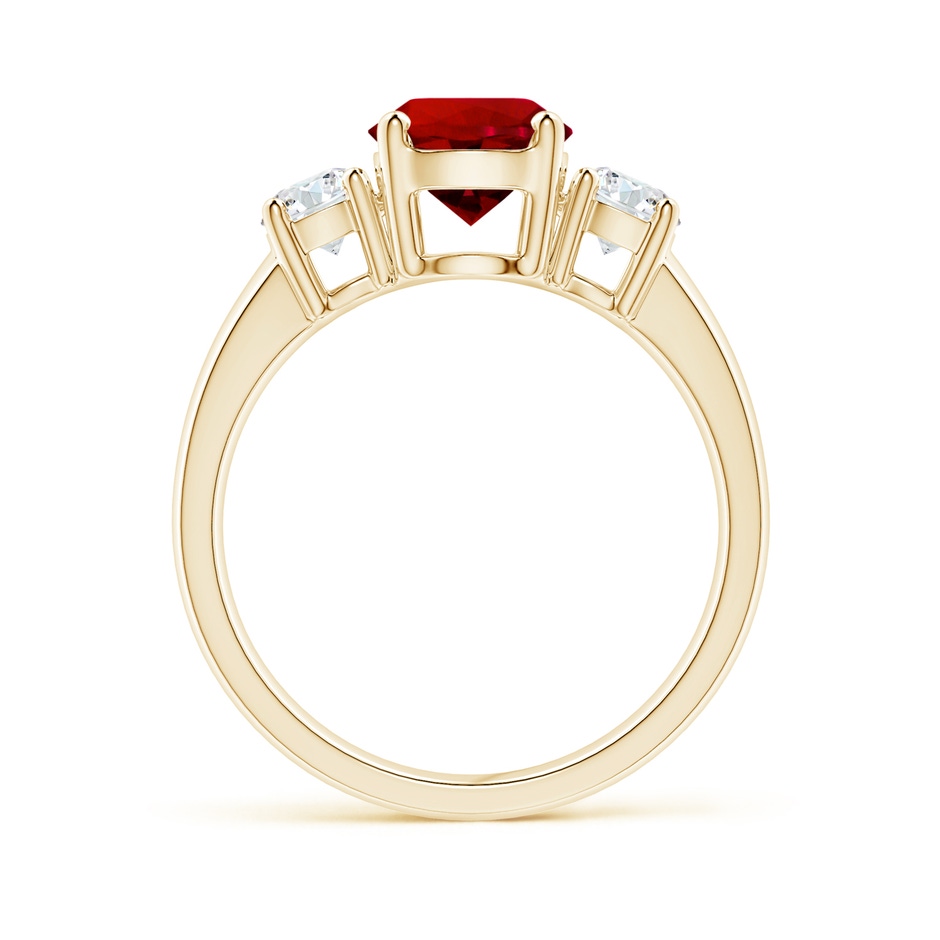 7mm Labgrown Lab-Grown Classic Ruby and Lab Diamond Three Stone Engagement Ring in Yellow Gold side 199