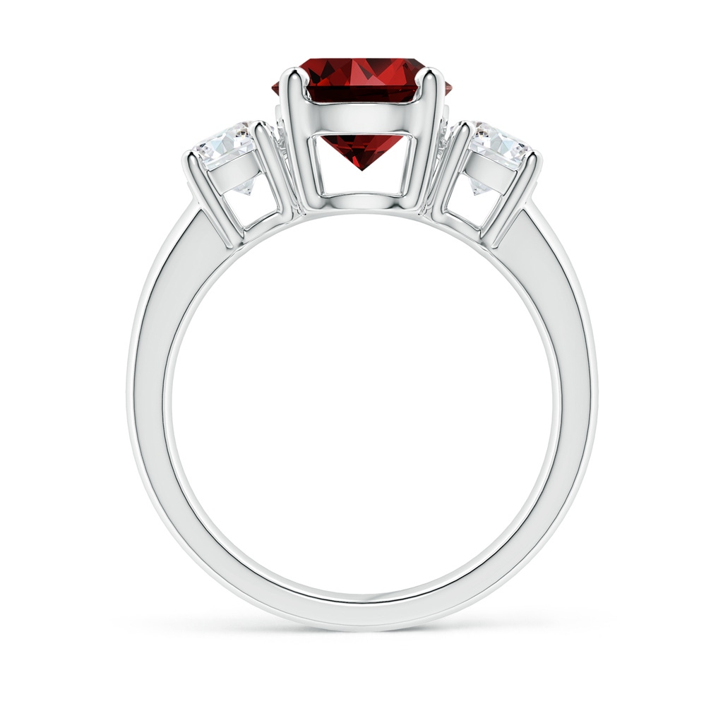 8mm Labgrown Lab-Grown Classic Ruby and Diamond Three Stone Engagement Ring in 10K White Gold Side 199