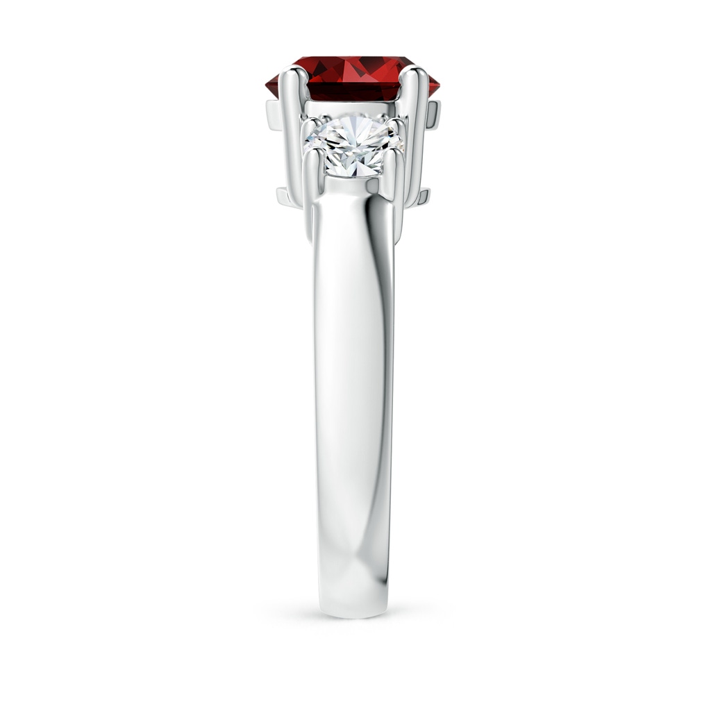 8mm Labgrown Lab-Grown Classic Ruby and Diamond Three Stone Engagement Ring in 10K White Gold Side 299
