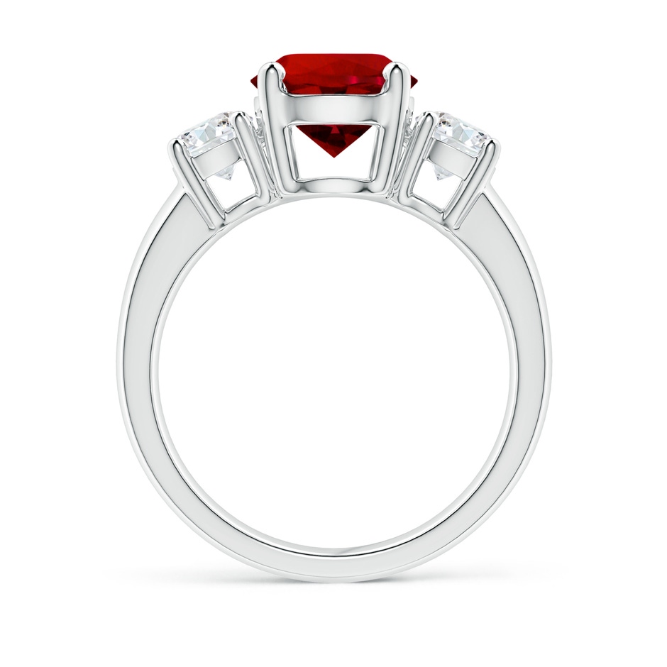 8mm Labgrown Lab-Grown Classic Ruby and Lab Diamond Three Stone Engagement Ring in P950 Platinum side 199