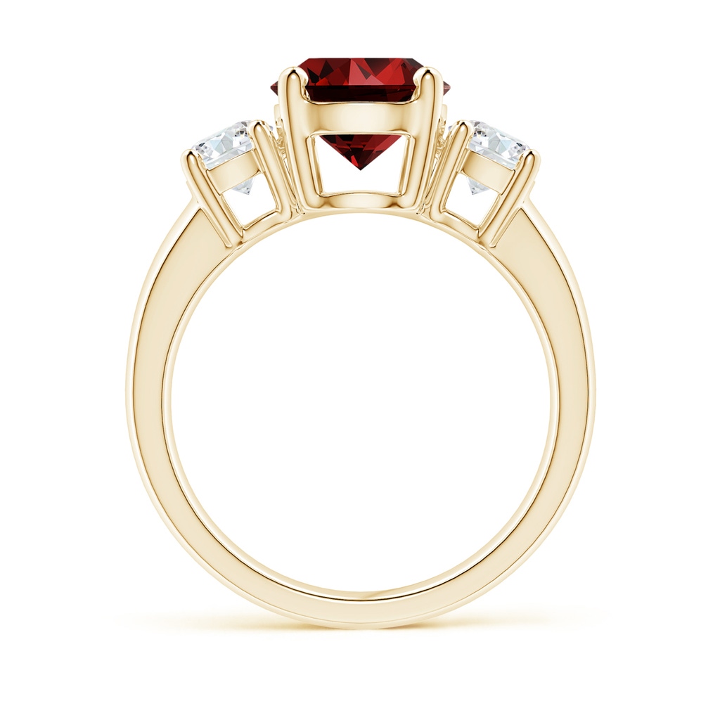 8mm Labgrown Lab-Grown Classic Ruby and Diamond Three Stone Engagement Ring in Yellow Gold Side 199