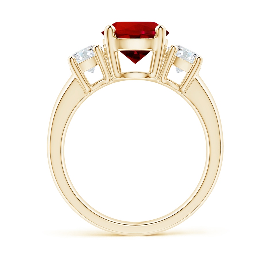 8mm Labgrown Lab-Grown Classic Ruby and Lab Diamond Three Stone Engagement Ring in Yellow Gold side 199