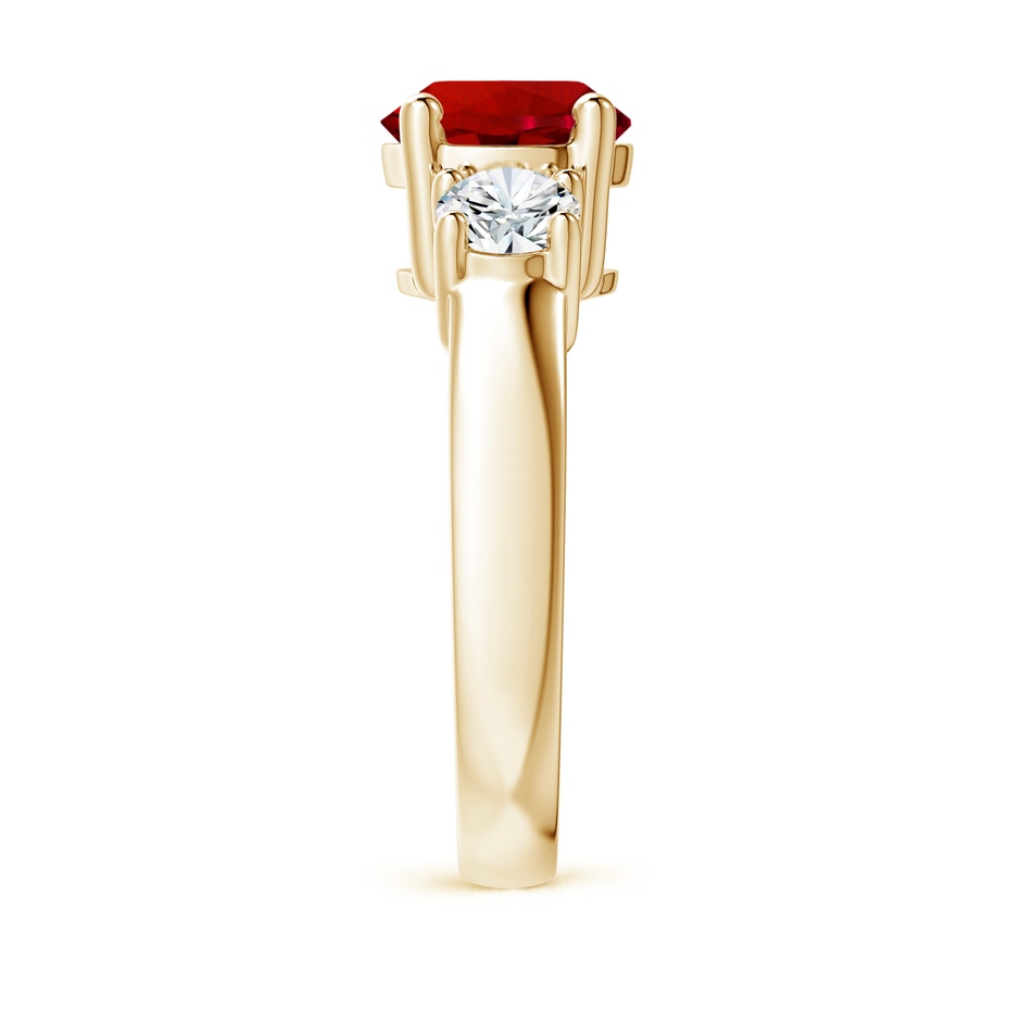 8mm Labgrown Lab-Grown Classic Ruby and Lab Diamond Three Stone Engagement Ring in Yellow Gold side 299