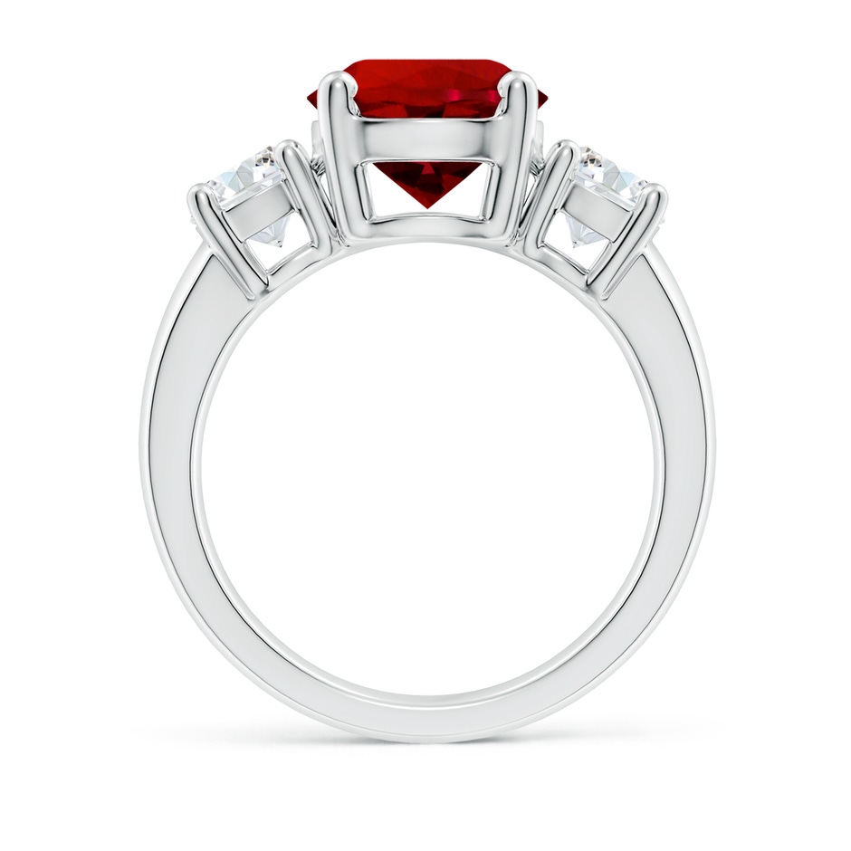 9mm Labgrown Lab-Grown Classic Ruby and Lab Diamond Three Stone Engagement Ring in P950 Platinum side 199