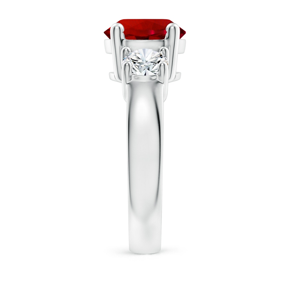 9mm Labgrown Lab-Grown Classic Ruby and Lab Diamond Three Stone Engagement Ring in P950 Platinum side 299
