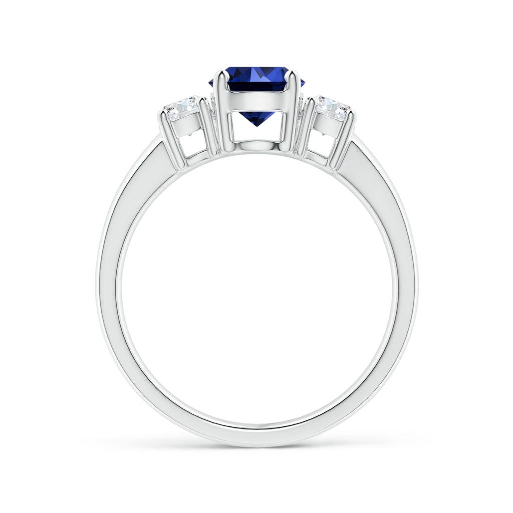 6mm Labgrown Lab-Grown Classic Blue Sapphire and Diamond Three Stone Engagement Ring in White Gold Side 199