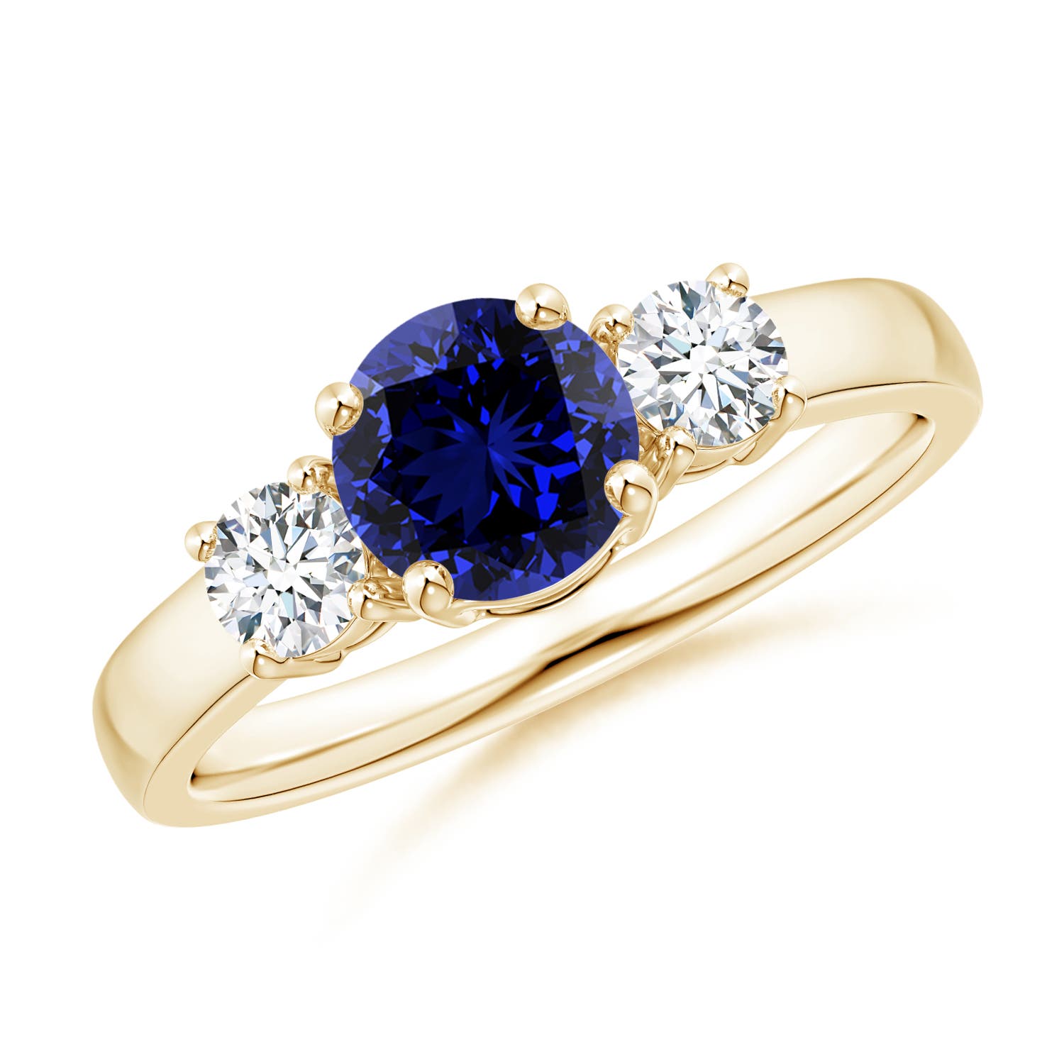 Premium - Lab-Grown Blue Sapphire / 1.32 CT / 14 KT Yellow Gold