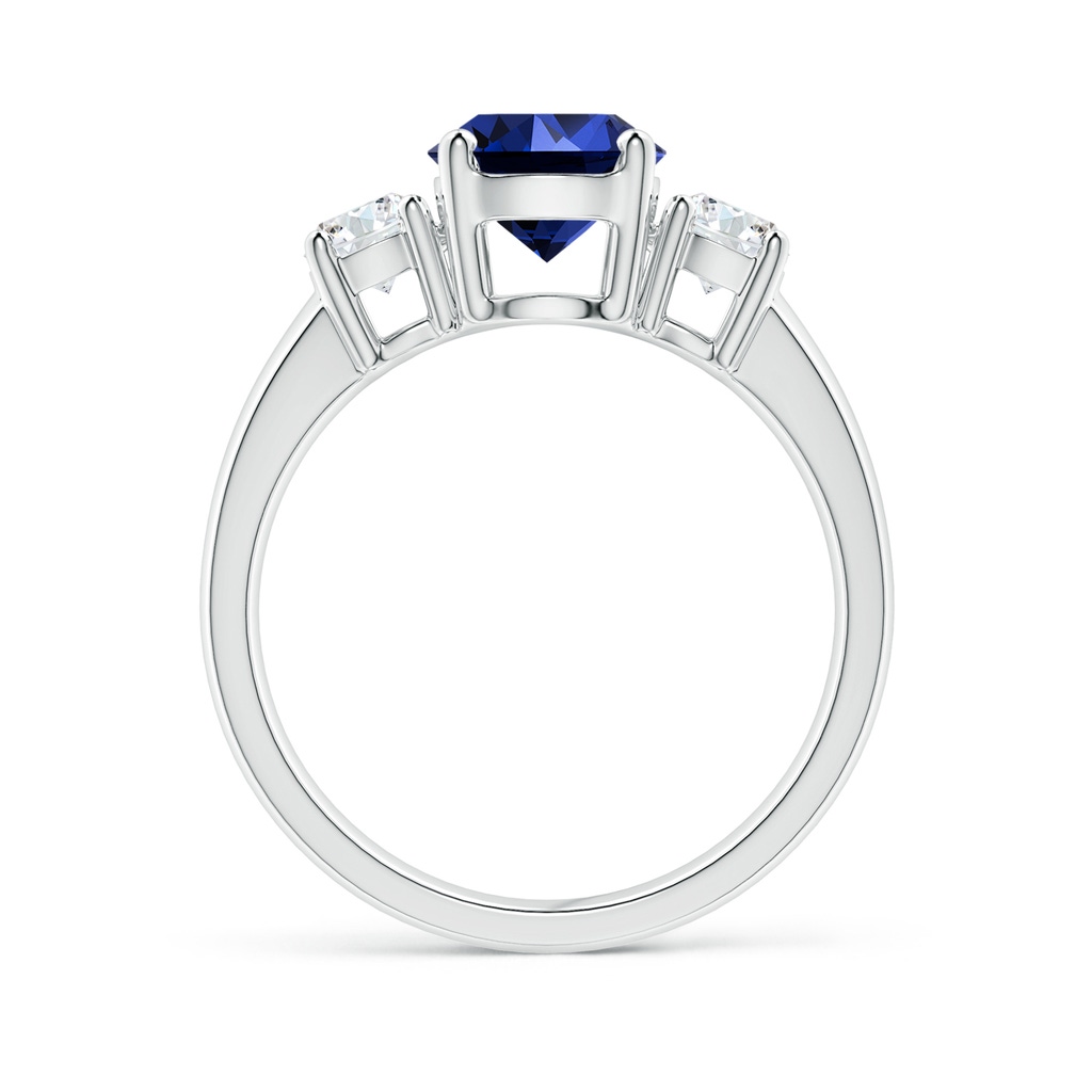 7mm Labgrown Lab-Grown Classic Blue Sapphire and Diamond Three Stone Engagement Ring in P950 Platinum Side 199