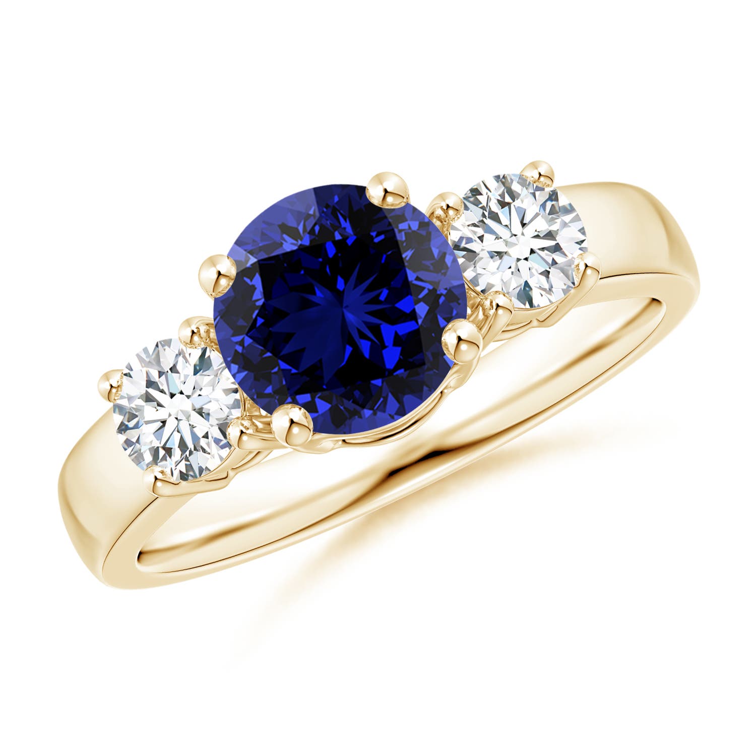 Premium - Lab-Grown Blue Sapphire / 2.06 CT / 14 KT Yellow Gold