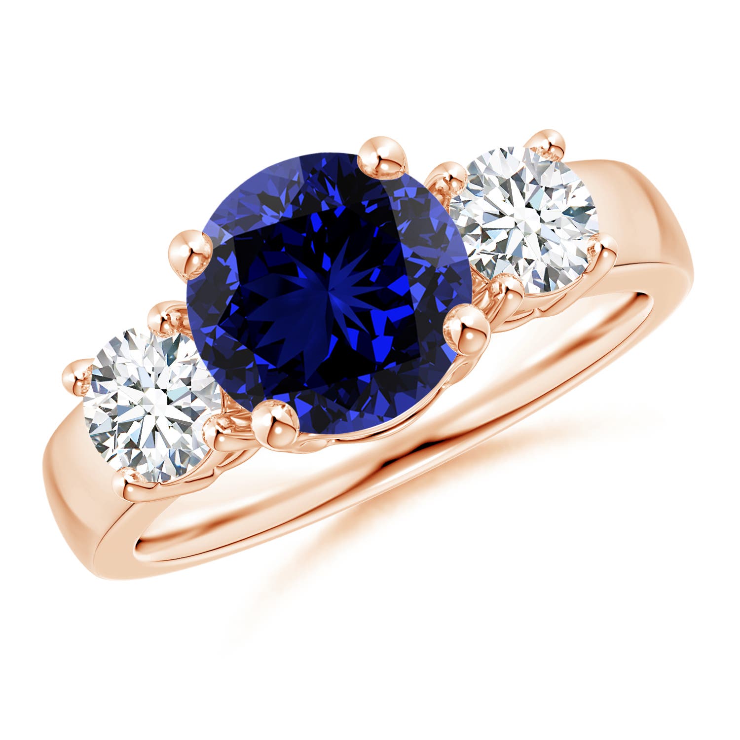 Premium - Lab-Grown Blue Sapphire / 2.9 CT / 14 KT Rose Gold