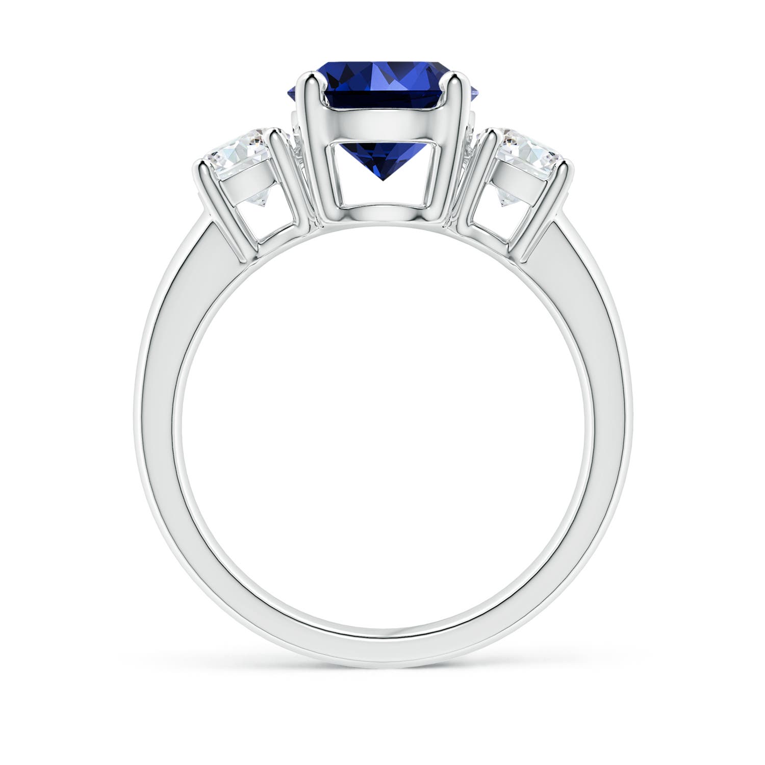 Premium - Lab-Grown Blue Sapphire / 2.9 CT / 14 KT White Gold