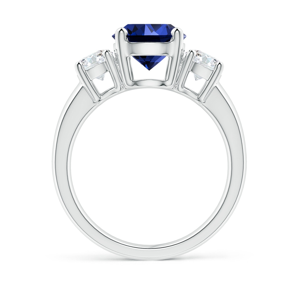 8mm Labgrown Lab-Grown Classic Blue Sapphire and Diamond Three Stone Engagement Ring in White Gold Side 199