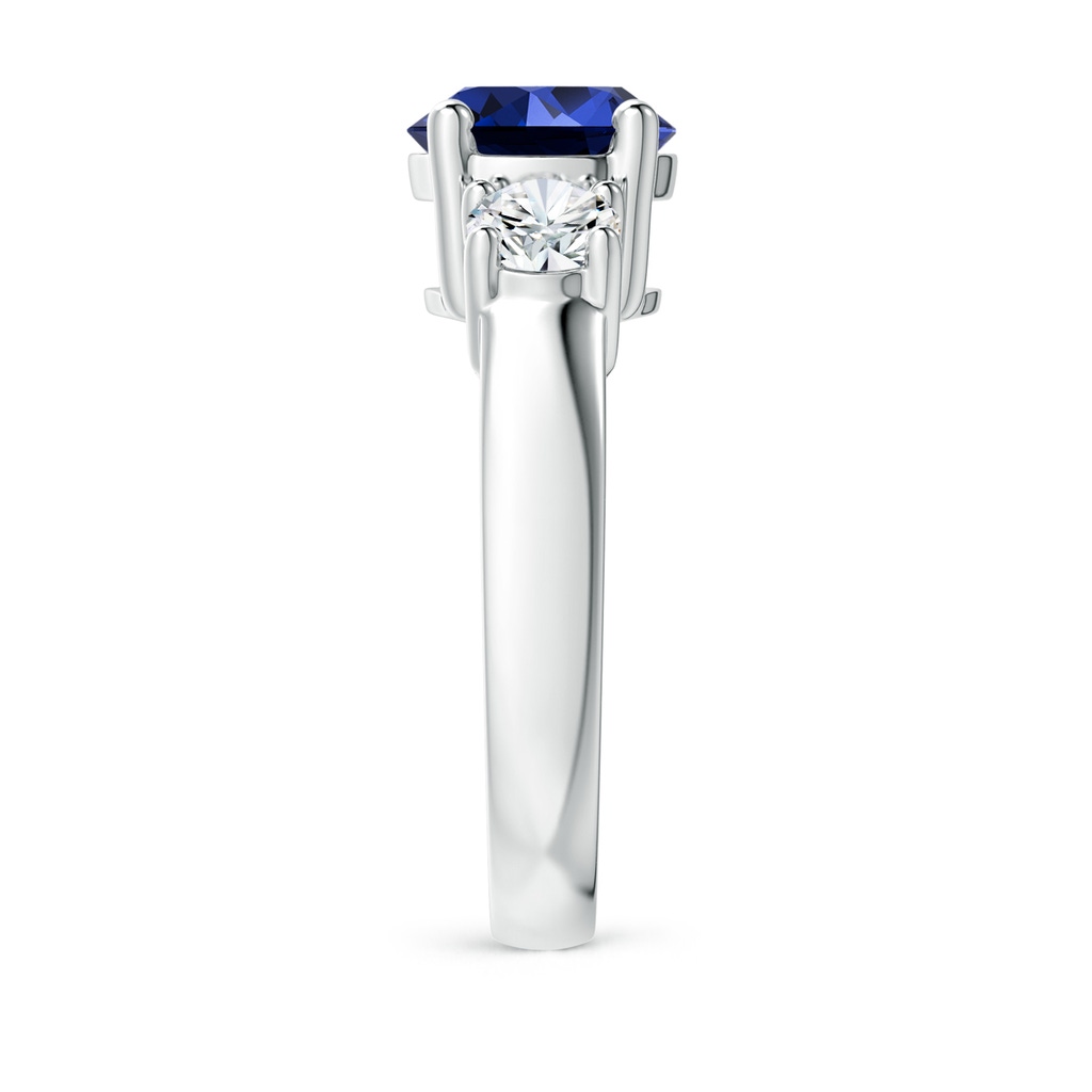 8mm Labgrown Lab-Grown Classic Blue Sapphire and Diamond Three Stone Engagement Ring in White Gold Side 299
