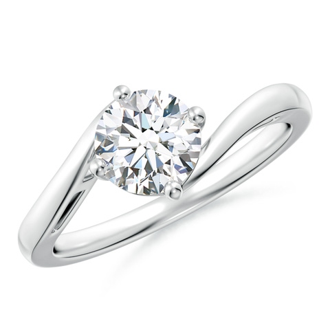 6.4mm FGVS Lab-Grown Classic Round Diamond Solitaire Bypass Ring in White Gold